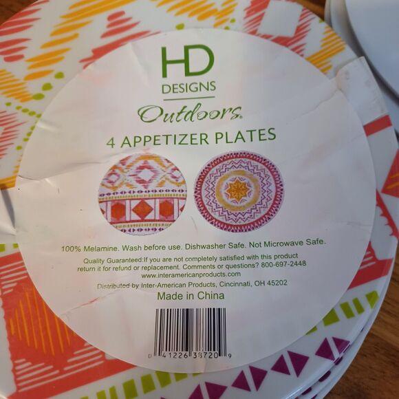 HD Designs Outdoors Melamine 6” Appetizer Dessert Tapas Plates Lot of 8 - Picture 8 of 8